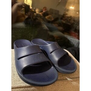 OOFOS OOahh Sport Slide Sandal Navy Blue Comfort Recovery EU 38 US 8